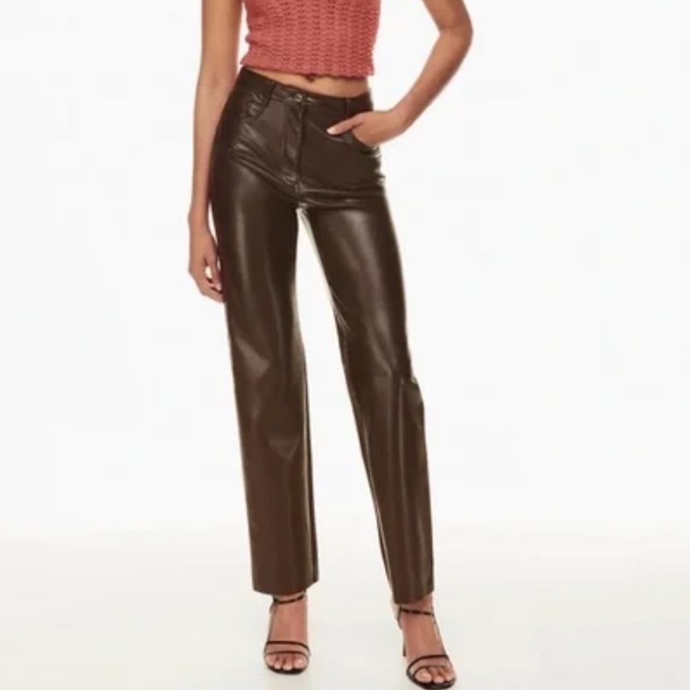 Aritzia Melina Faux Leather Pants - Rich Mocha Brown - size 2